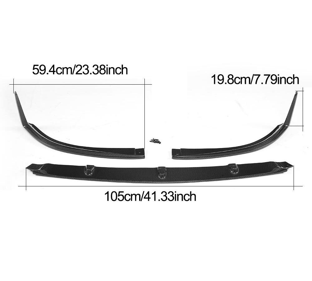 3PCS/SET Carbon Fiber Front Lip for Mercedes Benz C-Class C205 C63 AMG 15-17 (Fit:C63)