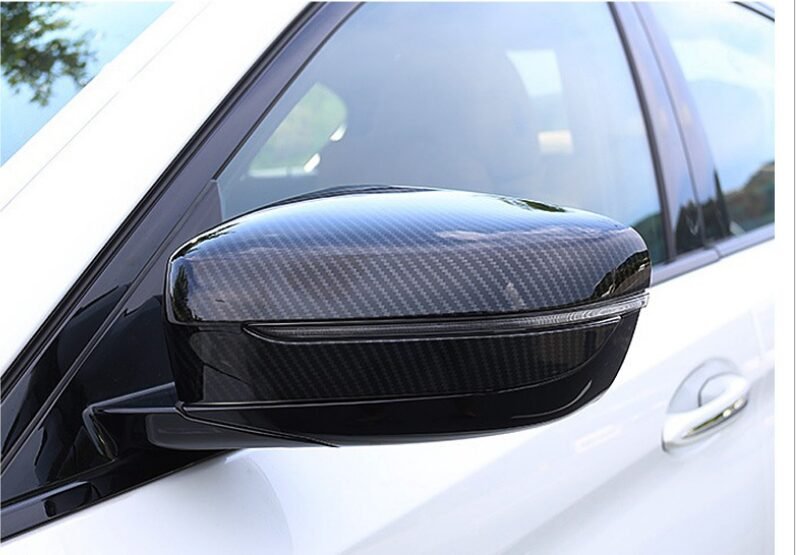 2Pcs Carbon Fiber Side Mirror Cover Replace Carbon Rear Side View Caps LHD For BMW 5 6 7 Series G11 G12 G30 G31 GT G32 2017-2018