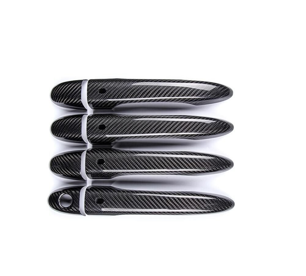 8pcs Dry Carbon Fiber Outer Door Handle Cover Trim Decoration for Maserati Levante 2016-2020 with Front Door Keyhole 4Door Induction