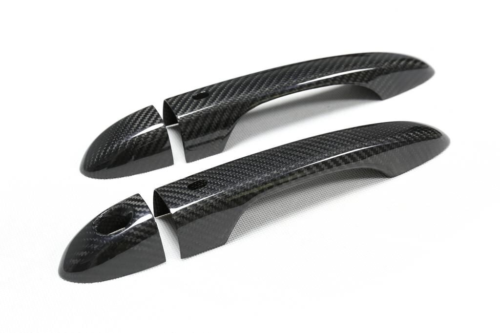 8pcs Dry Carbon Fiber Outer Door Handle Cover Trim Decoration for Maserati Levante 2016-2020 with Front Door Keyhole 2Door Induction