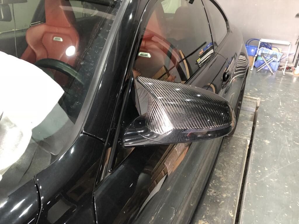 For BMW F80 M3 F82 F83 M4 2014 2015 Sticker LHD Real DRY CARBON Mirror Cover Added on