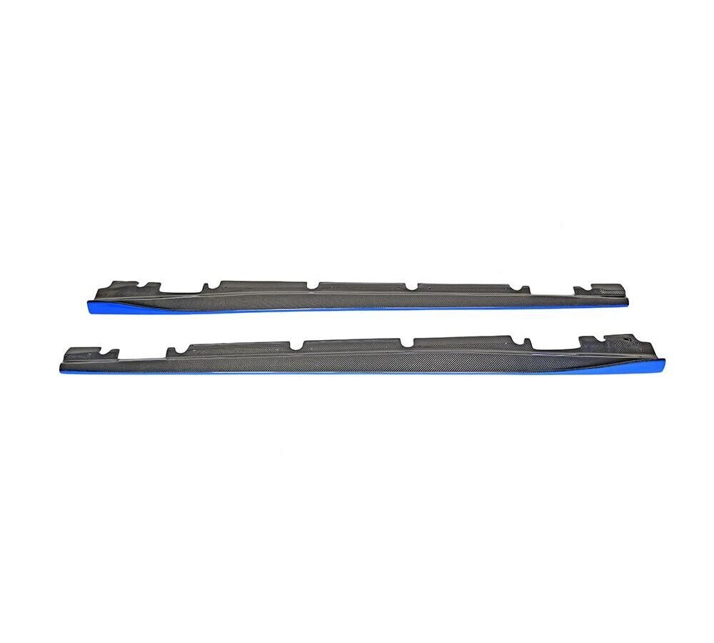 Carbon Fiber Side Skirts Apron Spoiler for Mercedes Benz W176 A Class A160 A180 A200 A250 A45 & CLA W117 CLA180 CLA45 AMG 13-17 Blue edge painted