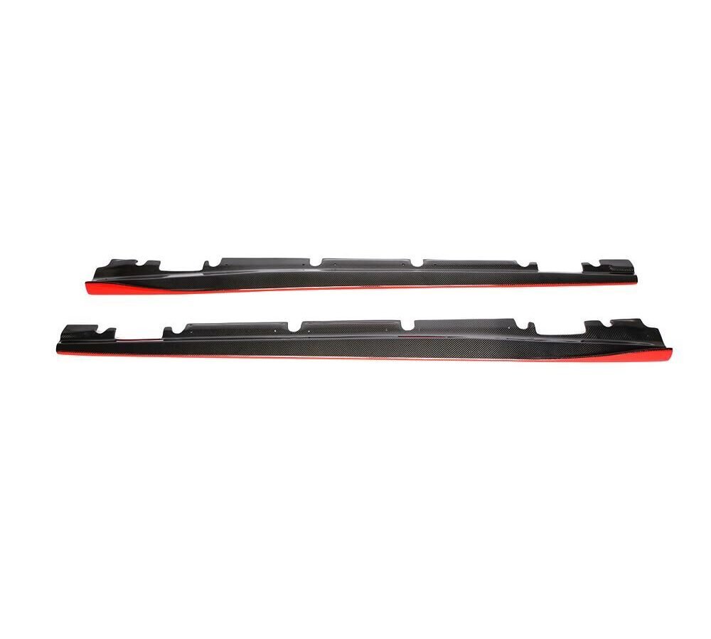 Carbon Fiber Side Skirts Apron Spoiler for Mercedes Benz W176 A Class A160 A180 A200 A250 A45 & CLA W117 CLA180 CLA45 AMG 13-17 Red edge painted